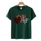 Valentine's Day T Shirts Couples Color Leopard Print Heart Printing Pullover Short Sleeve T-shirt