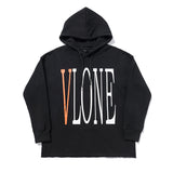 Vlone Hoodie Orange Letter Print Casual Loose Casual