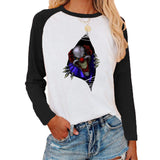Halloween Costumes Pattern Printing Color Contrast Long Sleeve T-shirt Female