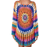 Coachella Music Festival Outfits Knitted Hollow Loose Long Sleeve Swimsuit Blouse