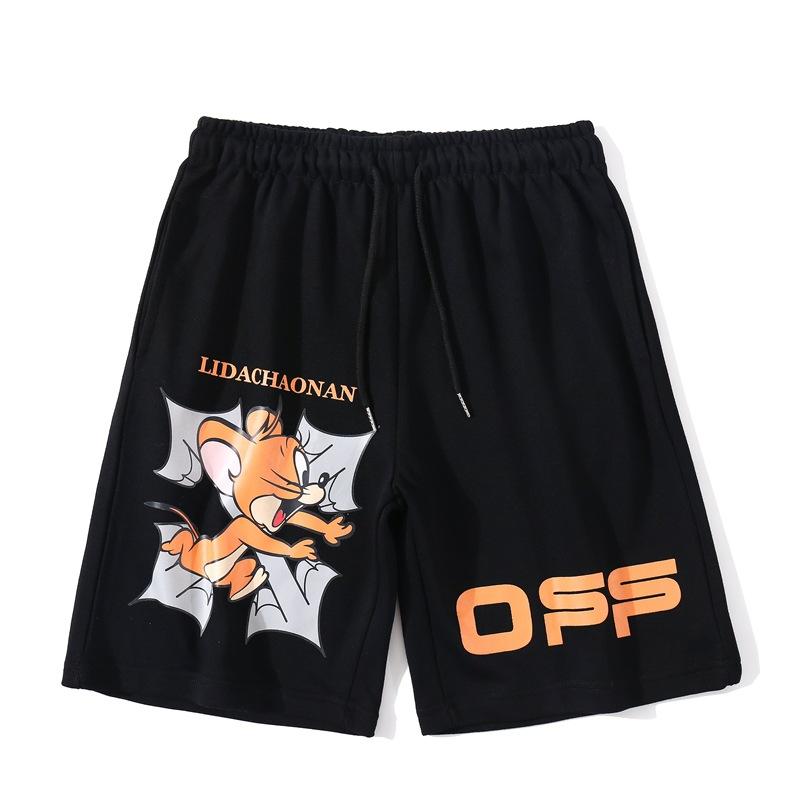 Off White Summer Jerry Mouse Arrow Shorts Men'S And Women'S Loose Cropped Pants Owt