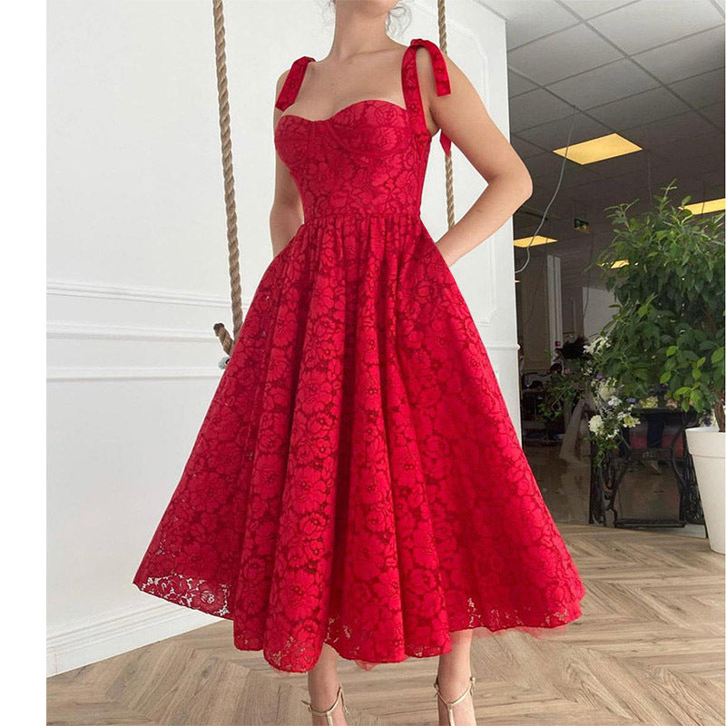 Burgundy Evening Dresses for Weddings Slip Dress Slim-Fit Midi Dress