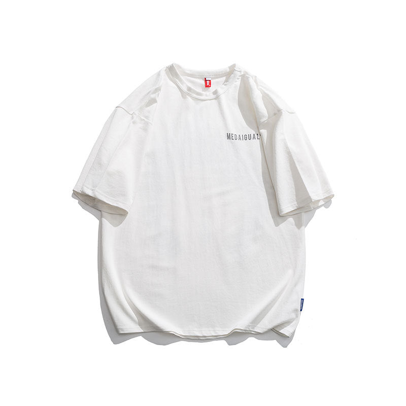 Men T Shitrs Reflective Irregular Pattern Print Round Neck