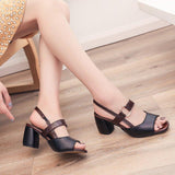 High Heels Slippers Summer Chunky Heel Peep Toe Buckle Strap High Heel Fashion Sandals