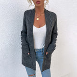 Women's Cardigan Knit Sweater Women's Autumn and Winter Knitted Cardigan Coat