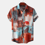 Camp Collar Shirt Color Block Short Sleeve Shirt