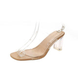 High Heels Slides Summer Transparent Chunky Heel Slippers