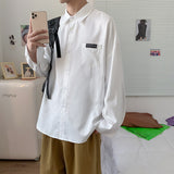 Men Shirts Hong Kong Style Shirt Long Sleeve Loose