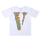 Vlone T Shirt Flower Print Short Sleeve T-Shirt Men And Women Loose Half Sleeve