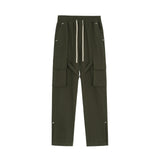 Askyurself Pant Loose Casual Straight-Leg Drawstring Overalls Trousers