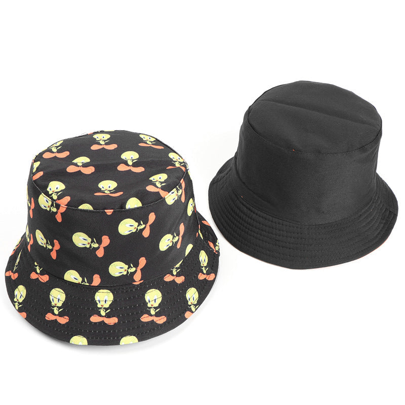 Bucket Hat Fishing Cap Cotton Print Fisherman Hat Cartoon Animal Pattern Sesame Street Sun Hat