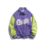 Man Fall Outfis Autumn Colorblock Baseball Uniform Coat Men's Loose Letter Printed Casual Jacket