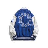 Man Fall Outfis Color Contrast Patchwork Embroidered Baseball Uniform Loose Couple Jacket Coat