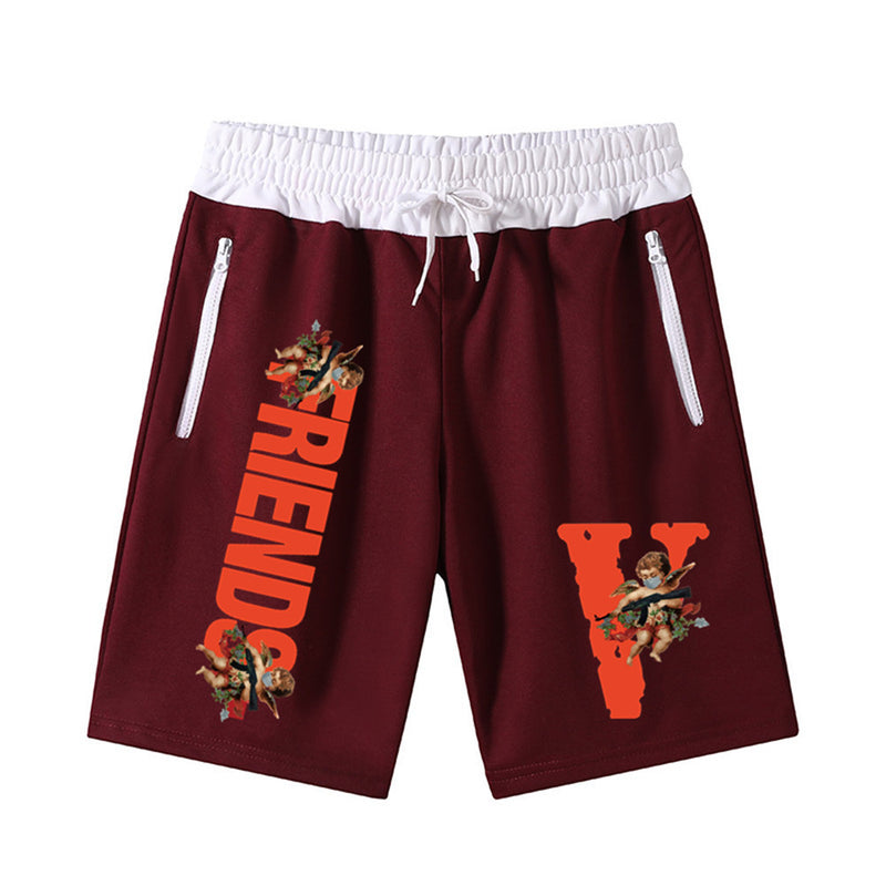 Vlone Shorts Printed Summer Men'S Beach Pants Bermuda Shorts