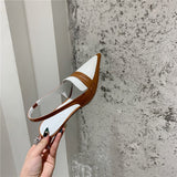 Nude Low Block Heel Pointed Stiletto Heel Soft Bottom Color Matching Pumps