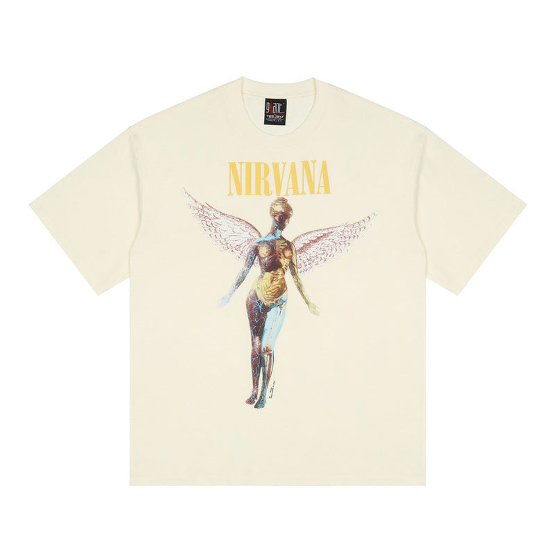 Nirvana T Shirt Ins Vtg Kanye Rock Nirvana Band Angel