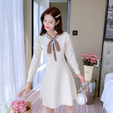 Maxi Burgundy Dress Formal Autumn and Winter Knitted Dress Women's Long Sleeve Pullover Sweater Skirt