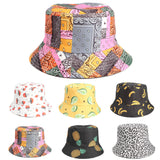 Bucket Hat Fishing Cap Cotton Print Fisherman Hat Printed Fashion Flower Leopard Print Bucket Hat Fashion Sun-Proof Hat