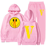 Vlone Hoodie & Pants 2 Piece Set Men'S Clothing Print Hoodie Sweater Men'S Loose
