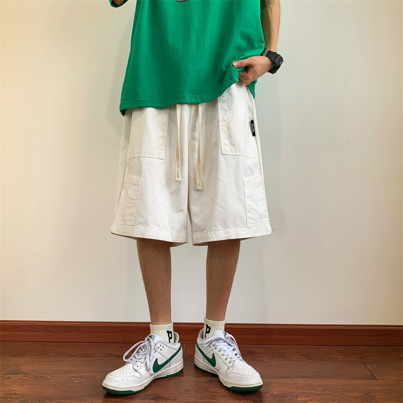 Men White Shorts Men's Shorts Summer Loose Casual Transport