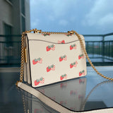 Strawberry Bags Printed Chain Crossbody Small Square Bag