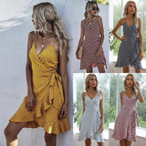 Homecoming Dresses Summer Printed Ruffled Spaghetti Straps Dress for Women