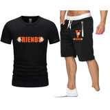 Vlone T Shirts & Shorts 2 Piece Set Large V Printed Short Sleeve Loose Short Sleeve T-Shirt Shorts