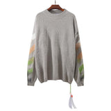 Off White Sweater Men'S Autumn And Winter Arrow Gradient Sweater Owt