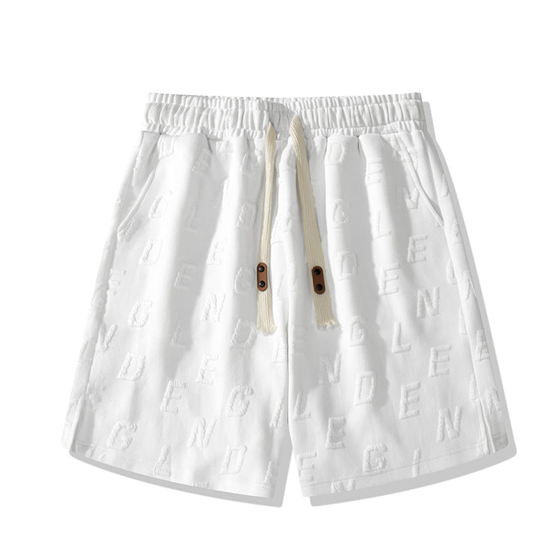 Men White Shorts Summer Wide Retro Casual Casual