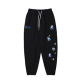Man Fall Outfis Autumn Funny Cartoon Bear Print Ankle Banded Pants Couple Track Sweatpants