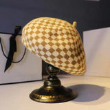 Vintage Check Bucket Hat Knitted Beret