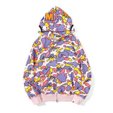 Bape Bearbrick Hoodie Shark Hooded Zip Cardigan Sweatshirt