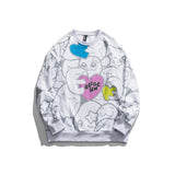 Crew Neck Sweatshirts for Men Men's Autumn Cartoon Full Printed round Neck Sweater Loose Casual