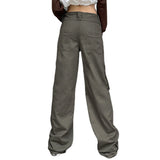 Julia Fox Low Rise Jeans Rock Style Cool Handsome Overalls Retro Multi-Pocket Straight Slimming Jeans