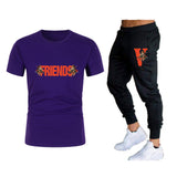 Vlone T Shirts & Pants 2 Piece Set Sports Short Sleeve Men'S Summer T-Shirt Casual