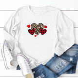 Valentine's Day T Shirt Solid Color Long Sleeve Heart Printing Casual