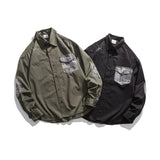 Man Fall Outfis Vintage Contrast Color Pocket Shirt Loose Leisure All-Matching Shirt