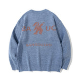 Men Sweater Cartoon Jacquard Sweater Men's Loose round Neck Pullover