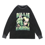 Man Fall Outfits Billie Floral Print Long Sleeve Pullover Men's and Women's Loose Street Top