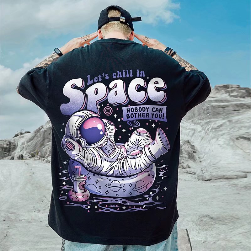 Men T-Shirts Loose Half Sleeve Bear Print