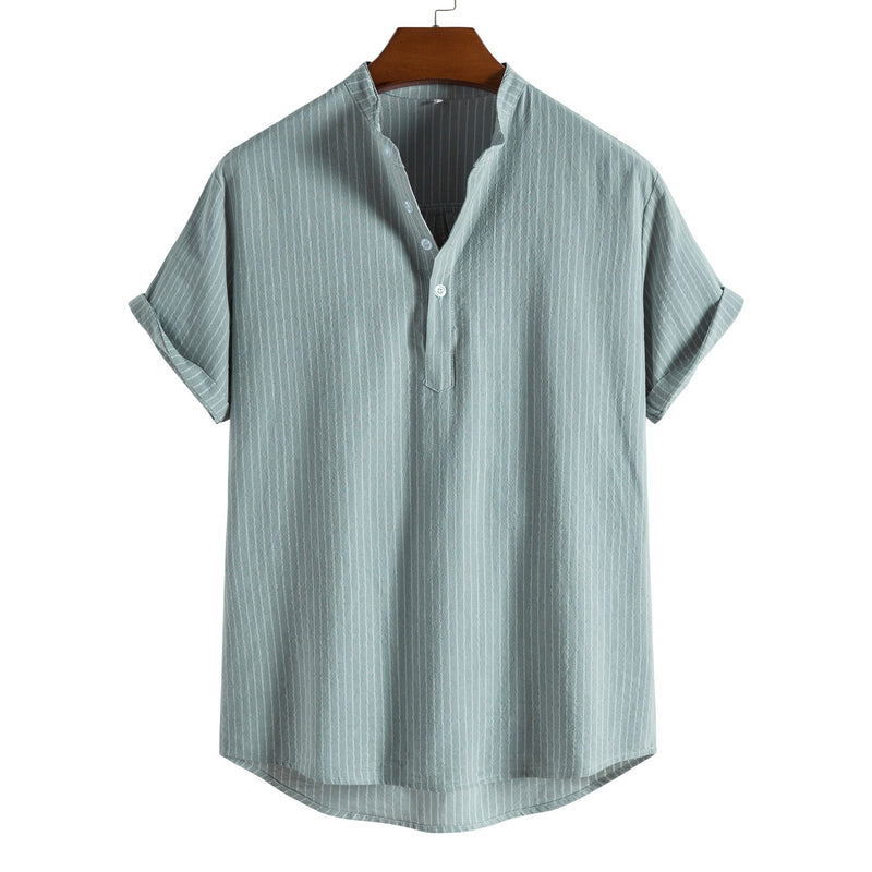 Camp Collar Shirt Personality Short Sleeve Stripes