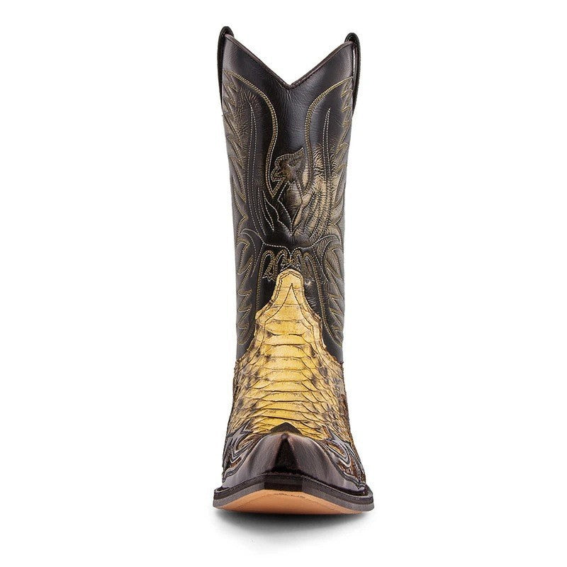 Justin Yellowstone Boots Men'S Vintage Knight Boots Snake Embroidery