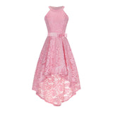 Burgundy Dress Formal Lace Swing Dovetail Evening Dress Belt Slim Dress