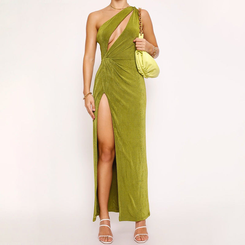 Kendall Jenner Wedding Guest Dress Crossbody Hollow-out Chest-Flattering Hot Girl Sexy Backless Slit Slimming