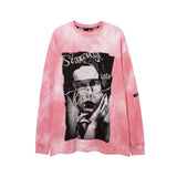 Man Fall Outfits Printed Long-Sleeved T-shirt Men's Retro Oversize Gradient Autumn and Winter Undershirt