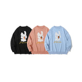 Men Sweater Cartoon Rabbit Embroidered Knitwear Men's Street Trend round Neck Sweater Pullover