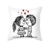 Valentine's Day Pillow Covers 4 Piece Random Styles Together, Peach Peel Printing Lovers Love Sketch Back Cushion