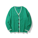 Men Sweater Back Letter Jacquard Cardigan Sweater Men's Collar Sweater Coat