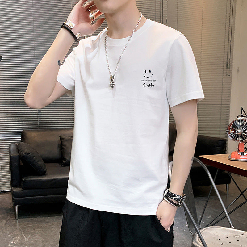Men T-Shirts Smiley Printed Solid Color