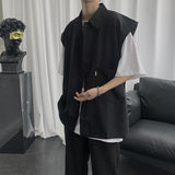 Men Shirts Sleeveless Solid Color Loose Shirt Vest